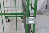 【販売終了】【中古】カゴ台車　W1100×D800×H1700　本宏製作所製　グリーン