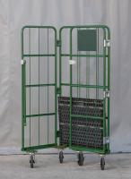 【販売終了】【中古】カゴ台車　W850×D650×H1700　本宏製作所製　グリーン【限定1台！】