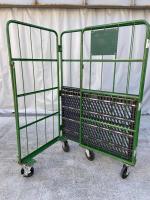 【販売終了】【中古】カゴ台車　W1100×D800×H1700　本宏製作所製　グリーン【限定1台！】