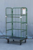 【販売終了】【中古】カゴ台車　W850×D650×H1700　グリーン　メーカー混在