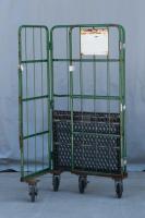 【販売終了】【中古】カゴ台車　W850×D650×H1700　グリーン　メーカー混在