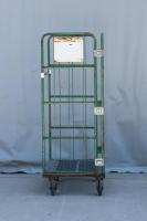 【販売終了】【中古】カゴ台車　W850×D650×H1700　グリーン　メーカー混在