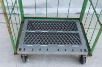 【販売終了】【中古】カゴ台車　W850×D650×H1700　グリーン　メーカー混在