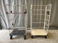 【販売終了】【中古】カゴ台車　W850×D600×H1700　床板樹脂・鉄混在