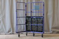 【中古】カゴ台車　パープル　W1100×D800×H1700　メーカー混在