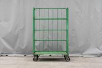 【販売終了】【中古】カゴ台車　W1100×D800×H1700　床板鉄製　2輪固定キャスターストッパー無し【引取限定商品】