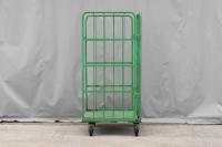 【販売終了】【中古】カゴ台車　W1100×D800×H1700　床板鉄製　2輪固定キャスターストッパー無し【引取限定商品】