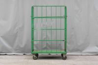 【販売終了】【中古】カゴ台車　W1100×D800×H1700　床板鉄製　2輪固定キャスターストッパー無し【引取限定商品】
