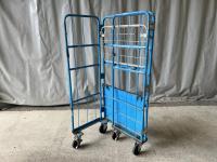 【販売終了】【中古】中間棚一体型カゴ台車　W800×D600×H1700【限定1台！】