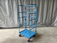 【販売終了】【中古】中間棚一体型カゴ台車　W800×D600×H1700【限定1台！】