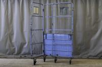 【販売終了】【中古】カゴ台車　ブルー　W1100×D800×H2000