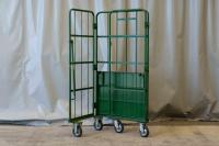 【販売終了】【中古】カゴ台車　W850×D650×H1700　床板鉄製　2輪固定キャスター