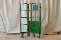 【販売終了】【中古】カゴ台車　W800×D600×H1700　床板鉄製　2輪固定キャスター【限定1台！】