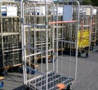 【販売終了】【中古】カゴ台車　W800×D600×H1700　ワコーパレット製　2輪自在2輪固定キャスター