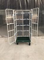 【販売終了】【美品中古】面材付き観音扉カゴ台車　W800×D600×H1700　看板なし　ヤマト・インダストリー製