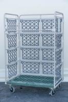 【販売終了】【美品中古】樹脂面材付きカゴ台車　W1100×D800×H1700　静音タイプ　ヤマト・インダストリー製【限定1台】