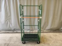 【販売終了】【中古】カゴ台車　W800×D600×H1700　ヤマト・インダストリー製　2輪固定キャスター