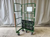 【販売終了】【中古】カゴ台車　W800×D600×H1700　ヤマト・インダストリー製　2輪固定キャスター