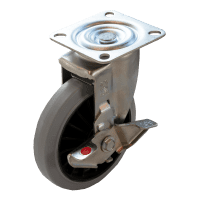 【新品】カゴ台車用キャスター　自在モデル　ストッパー付き　 φ150グレーゴム