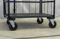 【新品】カゴ台車用タフキャスター　自在モデル　ストッパー無し　φ150黒ゴム