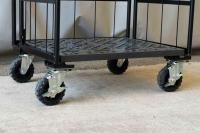 【新品】カゴ台車用タフキャスター　自在モデル　ストッパー付き　φ150黒ゴム