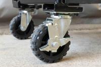 【新品】カゴ台車用タフキャスター　自在モデル　ストッパー付き　φ150黒ゴム