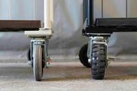 【新品】カゴ台車用タフキャスター　自在モデル　ストッパー付き　φ150黒ゴム