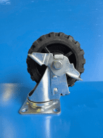 【販売終了】【中古】カゴ台車用タフキャスター　自在モデル　ストッパー付き　φ150黒ゴム