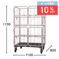 【セール対象品】【新品】俺のカゴ台車　ベージュ　W1100×D800×H1700　上下観音扉付き【業界初の規格！】