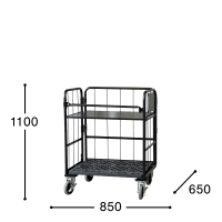 【新品】天使のカゴ台車 ブラック Aセット（台車＋中間棚） W850×D650×H1100