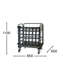 【新品】天使のカゴ台車 ブラック Bセット（台車＋前カバー） W850×D650×H1100