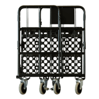 【新品】天使のカゴ台車 ブラック Bセット（台車＋前カバー） W850×D650×H1100