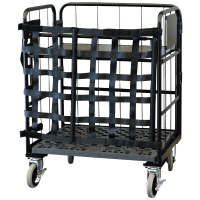 【新品】天使のカゴ台車 ブラック Cセット（台車＋中間棚＋前カバー） W850×D650×H1100