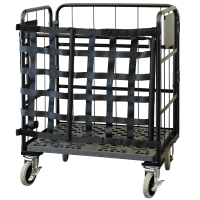 【新品】天使のカゴ台車 ブラック Cセット（台車＋中間棚＋前カバー） W850×D650×H1100