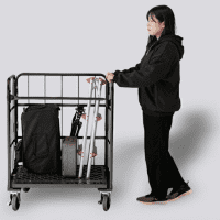 【新品】天使のカゴ台車 ブラック Cセット（台車＋中間棚＋前カバー） W850×D650×H1100