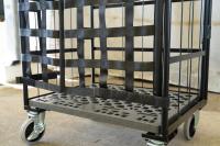 【新品】天使のカゴ台車 ブラック Cセット（台車＋中間棚＋前カバー） W850×D650×H1100