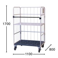 【新品】俺のカゴ台車 ベージュ＋中間棚 スチール製セット（台車＋中間棚） W1100×D800×H1700