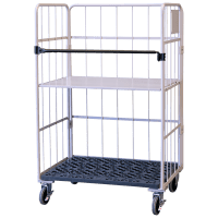 【新品】俺のカゴ台車 ベージュ＋中間棚 スチール製セット（台車＋中間棚） W1100×D800×H1700