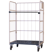 【新品】俺のカゴ台車 ベージュ＋中間棚 スチール製セット（台車＋中間棚） W1100×D800×H1700