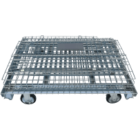 【新品】キャスター付きセキュリティメッシュパレット　W1200×D1000×H1000　ピッチ50×100【五常オリジナル・蓋付き・防犯用・ラクラク移動】