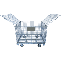 【販売終了】【新品】キャスター付きセキュリティメッシュパレット　W1200×D1000×H1000　ピッチ50x50mm【五常オリジナル・蓋付き・防犯用・ラクラク移動】