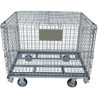 【販売終了】【新品】キャスター付きセキュリティメッシュパレット　W1200×D1000×H1000　ピッチ50x50mm【五常オリジナル・蓋付き・防犯用・ラクラク移動】