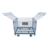 【販売終了】【新品】キャスター付きセキュリティメッシュパレット　W1000×D800×H950　ピッチ50x50mm【五常オリジナル・蓋付き・防犯用・ラクラク移動】