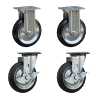 【新品】メッシュパレット用キャスターセット　φ150鉄製ホイール【固定モデル×2 自在モデル×2】