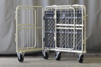 【オーダーメイド製品】天面一体型観音扉付きカゴ台車　W1100×D800×H1100