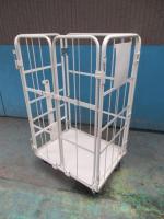 【オーダーメイド製品】L形観音扉付きカゴ台車牽引金具付　W850×D650×H1450