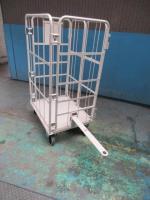 【オーダーメイド製品】L形観音扉付きカゴ台車牽引金具付　W850×D650×H1450