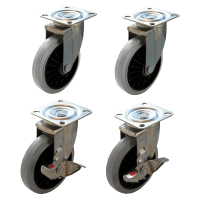 【新品】カゴ台車用グレーゴムキャスター1台分セット