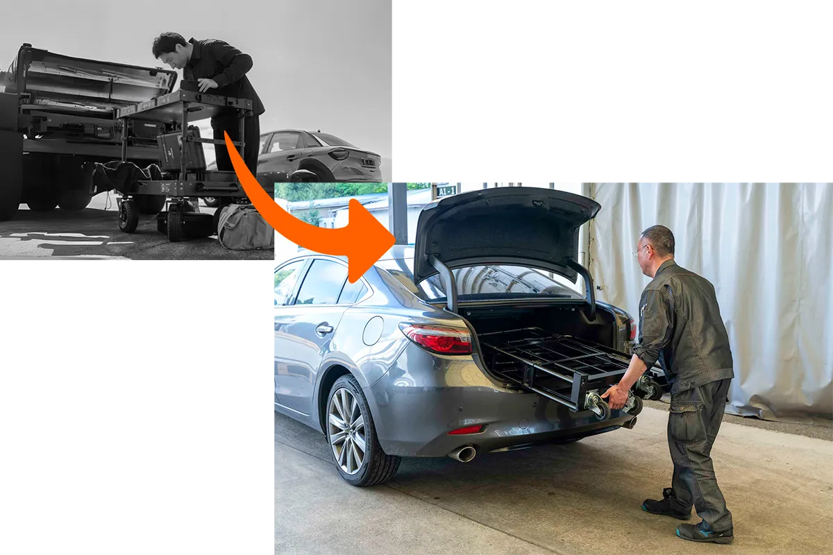 軽量＆両面折畳式で手軽に持ち運べる