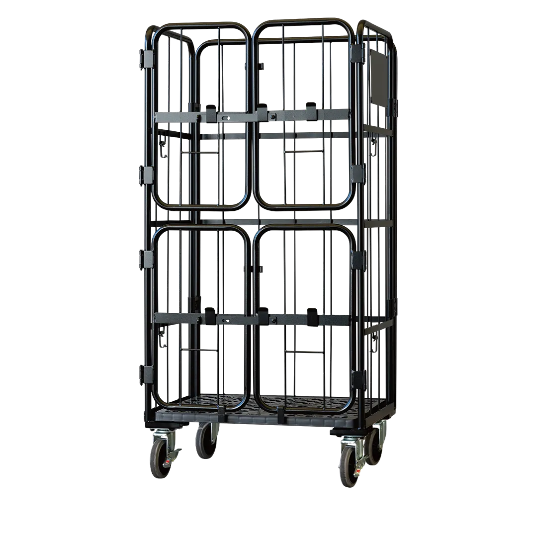 上下観音扉付きカゴ台車